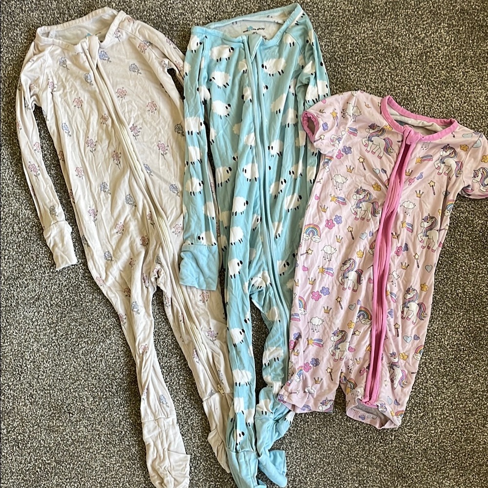 Set of Three Baby Zip-Up Bamboo Pajamas 😴